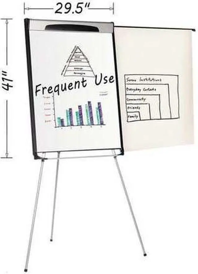 Alt view image 2 of 4 - MasterVision BVCEA23066720 Tripod Extension Bar Magnetic Dry-Erase Easel, 39" to 72" High, Black/Silver, 1 Each