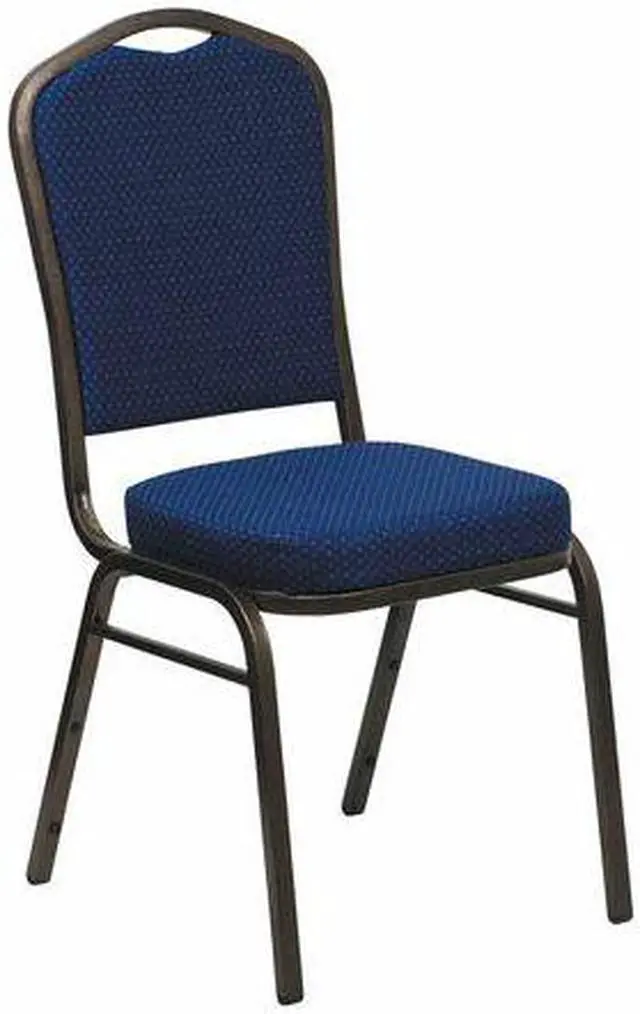 Alt view image 5 of 20 - HERCULES Series Crown Back Stacking Banquet Chair in Navy Blue Patterned Fabric - Gold Vein Frame