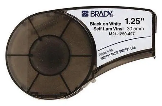 Alt view image 3 of 4 - BRADY M21-1250-427 Label Tape Cartridge, Black on White, Labels/Roll: Continuous
