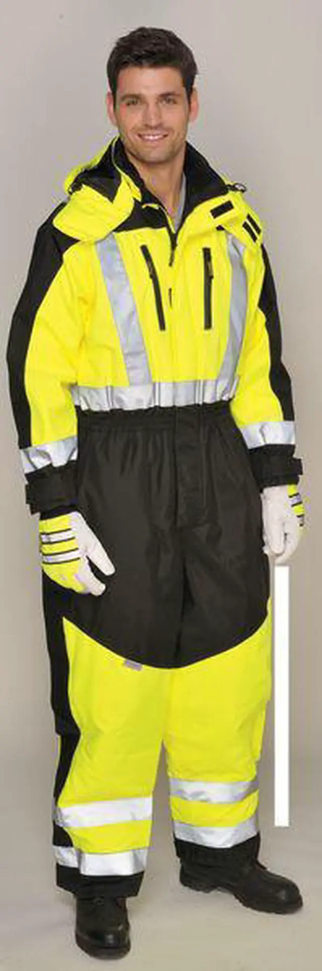 Alt view image 7 of 7 - OCCUNOMIX SP-CVL-BY4X Cold Weather Coverall Rainsuit, Polyester, 9.8 mil Thick,