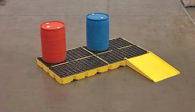 Alt view image 8 of 9 - Eagle Mfg / Justrite - 1632 - Eagle Yellow High Density Polyethylene 5000 lb 30 gal Spill Deck - Supports 2 Drums - 26