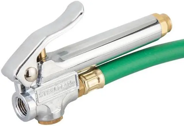 Alt view image 6 of 8 - STEELMAN 75052 Straight Chuck Tire Inflator with Built-In Gauge and Green 12-Inch Hose