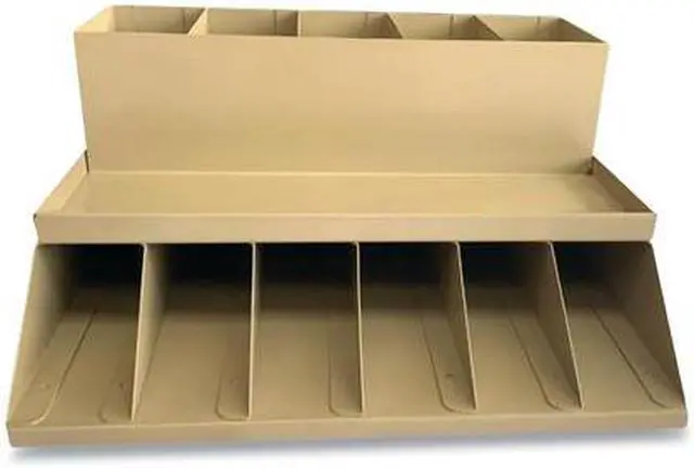 Alt view image 3 of 6 - Coin Wrapper and Bill Strap Two-Tier Rack 11 Compartments 9.38 x 8.13 4.63 Metal Pebble Beige 500013
