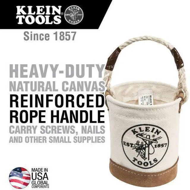 Alt view image 7 of 9 - KLEIN TOOLS 5104MINI Bucket Bag, White, Mini Leather, 1 Pockets