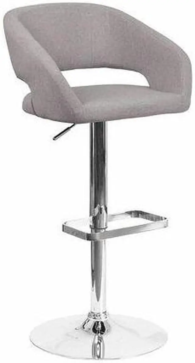 Main image of Flash Furniture CH-122070-GYFAB-GG Contemporary Gray Fabric Adjustable Height Barstool with Chrome Base
