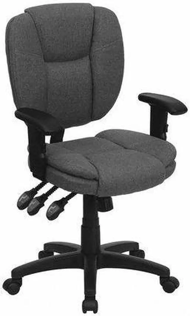 Alt view image 13 of 20 - Mid-Back Black LeatherSoft Executive Swivel Office Chair with Rose Gold Frame and Arms