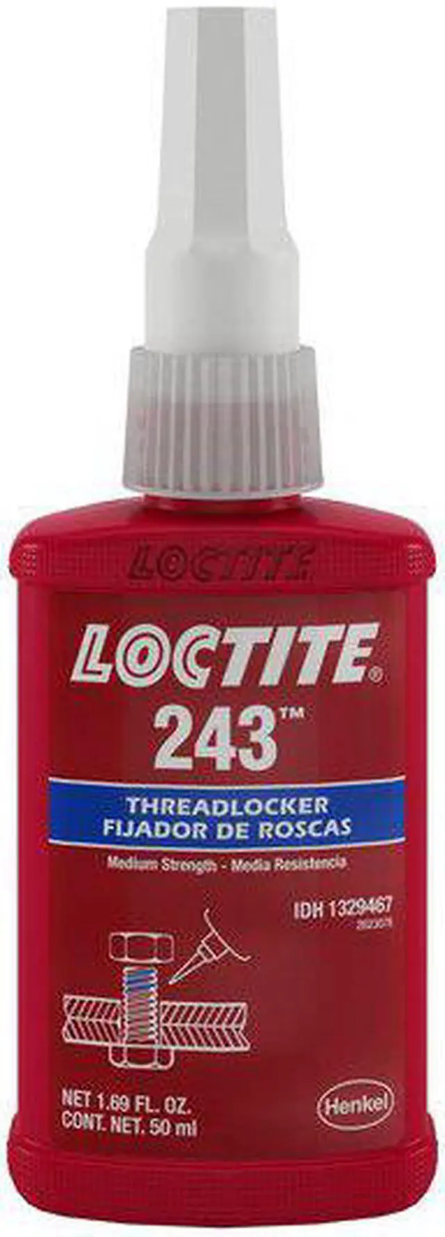 Alt view image 3 of 3 - LOCTITE 1329467 Primerless Threadlocker, LOCTITE 243, Blue, Medium Strength,
