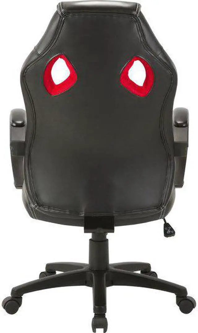 Alt view image 8 of 8 - Lorell High-back 2-Color Economy Gaming Chair - Mesh, Polyurethane, Nylon - Black, Red