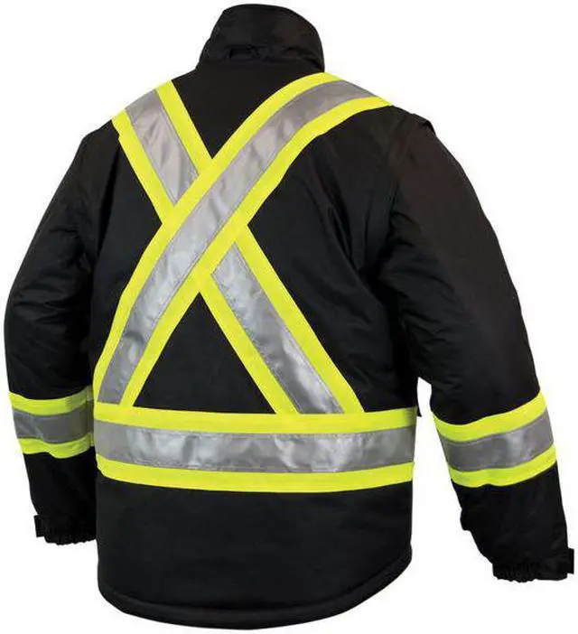 Alt view image 6 of 6 - TOUGH DUCK S42651 Men's Hi-Vis 5-in-1 Safety Jacket, 300D Poly Oxford with PU