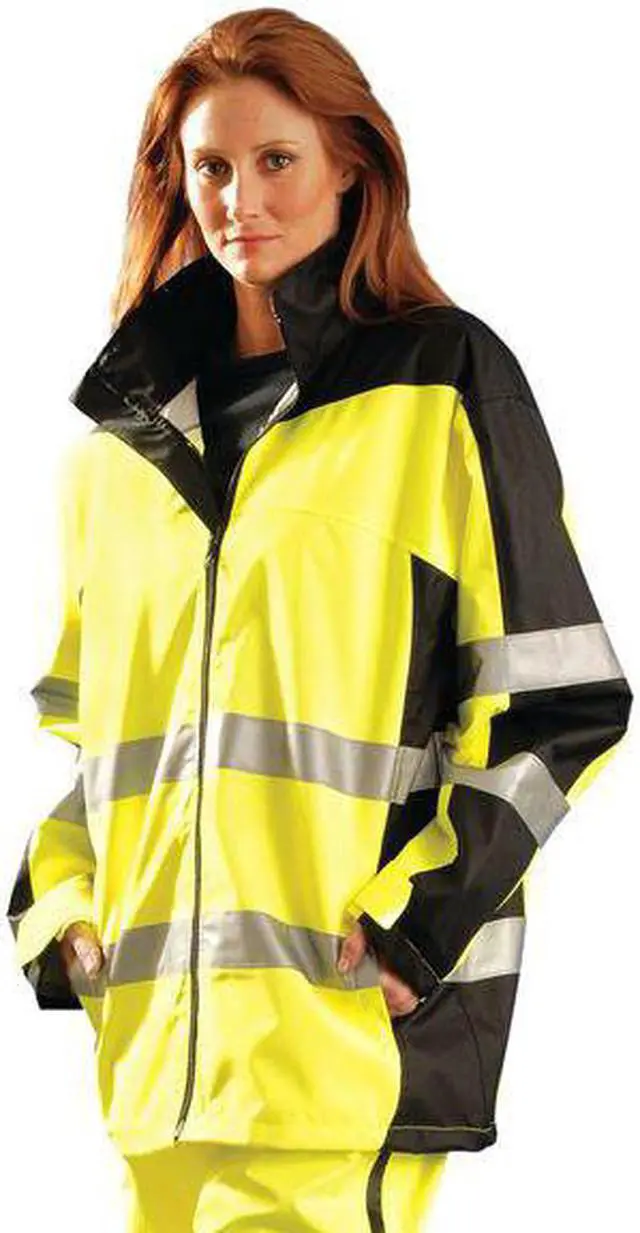 Alt view image 4 of 4 - OCCUNOMIX SP-BRJ-YL Rain Jacket with Hood, Polyester, Class 3 R, Yellow, L