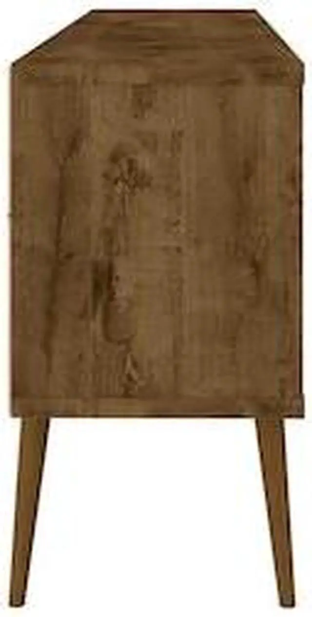Alt view image 12 of 14 - Bradley 62.99 TV Stand Rustic Brown and White  with 2 Media Shelves and 2 Storage Shelves in Rustic Brown and White  with Solid Wood Legs