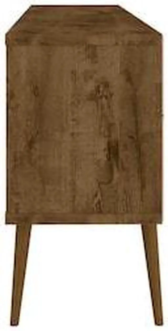 Alt view image 13 of 14 - Bradley 62.99 TV Stand Rustic Brown and White  with 2 Media Shelves and 2 Storage Shelves in Rustic Brown and White  with Solid Wood Legs