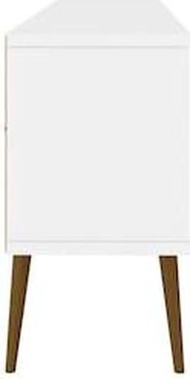 Alt view image 12 of 14 - Bradley 62.99 TV Stand White  with 2 Media Shelves and 2 Storage Shelves in White  with Solid Wood Legs