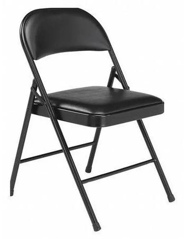 Alt view image 3 of 10 - NPS 950 Vinyl Padded Steel Folding Chair - Supports Up to 250 lb - 17.75" Seat Height, Black - 4/Carton