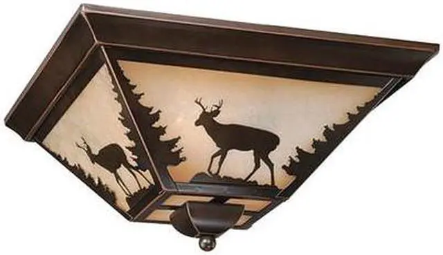 Alt view image 6 of 7 - Vaxcel Bryce 14" Flush Mount Burnished Bronze - CC55414BBZ
