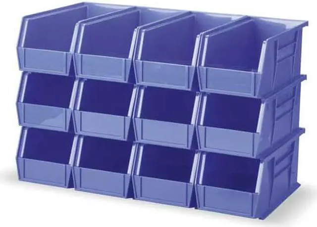 Alt view image 6 of 8 - Akromils Home Indoor Multipurpose Plastic Stack Storage Hang Bin Blue 12 Pack 10.87 X 5.5 X 5
