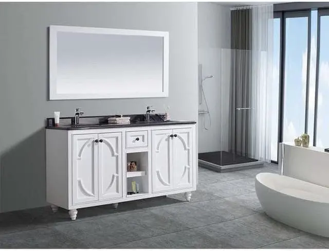 Alt view image 5 of 9 - Odyssey - 60 - White Cabinet + Black Wood Marble Countertop