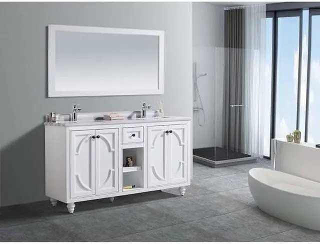Alt view image 5 of 9 - Odyssey - 60 - White Cabinet + White Stripes Marble Countertop