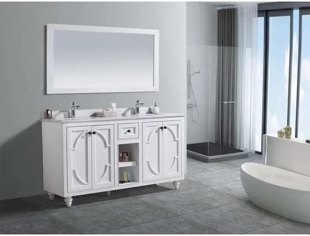 Alt view image 5 of 9 - Odyssey - 60 - White Cabinet + White Carrara Marble Countertop
