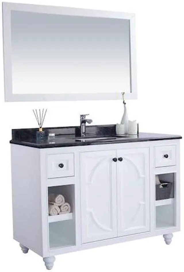 Alt view image 10 of 10 - Odyssey - 48 - White Cabinet + Black Wood Marble Countertop