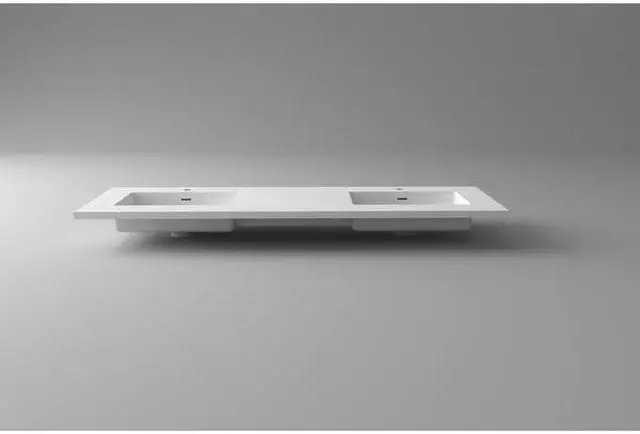 Alt view image 6 of 6 - VIVA Stone 60" Double Sink Matte White - Solid Surface Countertop
