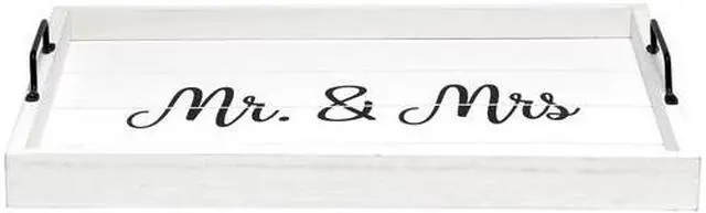 Alt view image 10 of 20 - Elegant Designs Decorative Wood Serving Tray w/ Handles, 15.50" x 12", "Mr. & Mrs." HG2000-WMM