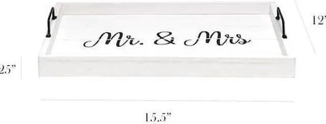 Alt view image 14 of 20 - Elegant Designs Decorative Wood Serving Tray w/ Handles, 15.50" x 12", "Mr. & Mrs." HG2000-WMM