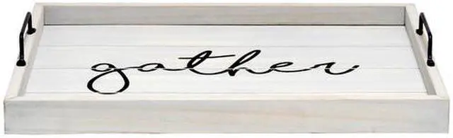 Alt view image 10 of 20 - Elegant Designs Decorative Wood Serving Tray w/ Handles, 15.50" x 12", "Gather" HG2000-GGH