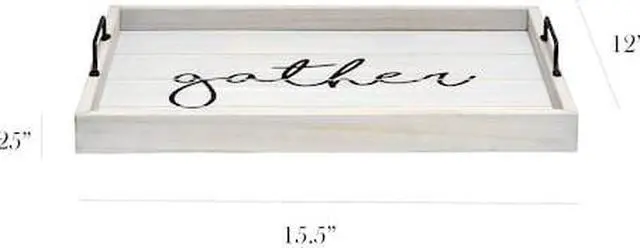 Alt view image 14 of 20 - Elegant Designs Decorative Wood Serving Tray w/ Handles, 15.50" x 12", "Gather" HG2000-GGH