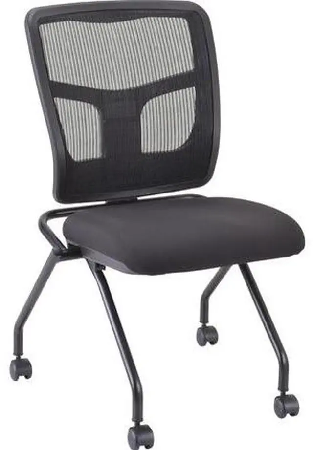 Alt view image 2 of 8 - Lorell Chair - Fabric Seat - Mesh Back - Metal Frame - Black - 24.7" Width x 24" Depth x 37" Height LLR84385