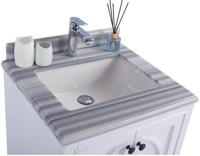 Alt view image 8 of 10 - Odyssey - 24 - White Cabinet + White Stripes Marble Countertop