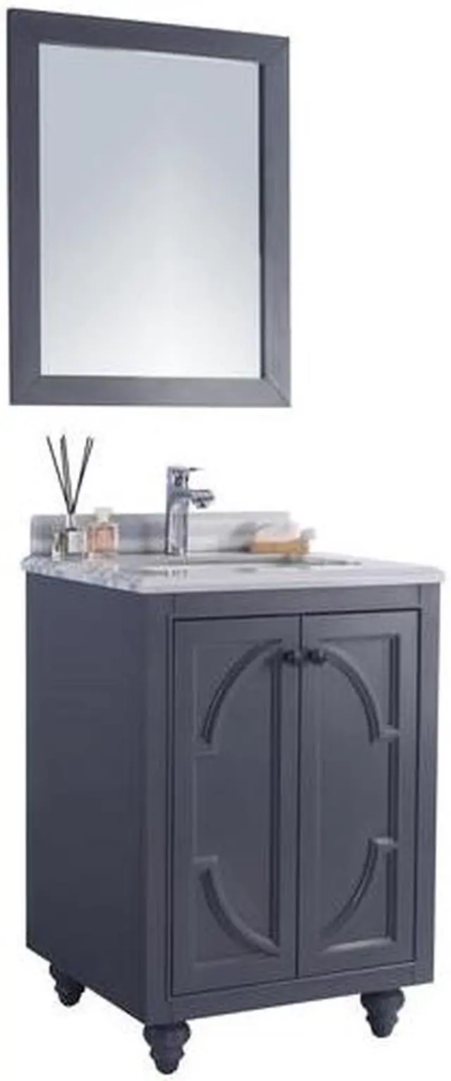 Alt view image 10 of 10 - Odyssey - 24 - Maple Grey Cabinet + White Stripes Marble Countertop