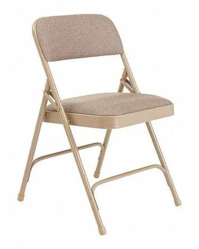 Alt view image 2 of 10 - NPS 2201 Deluxe Fabric Upholstered Dual-Hinge Premium Folding Chair - Supports Up to 500 lb - Cafe Beige - 4/Carton