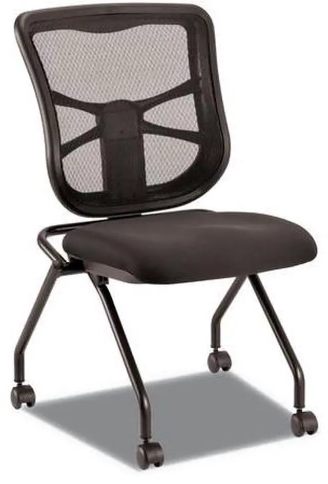 Alt view image 6 of 10 - Alera ALEEL4915 Elusion Mesh Nesting Chairs, Black Seat / Black Back, Black Base, 2/Carton