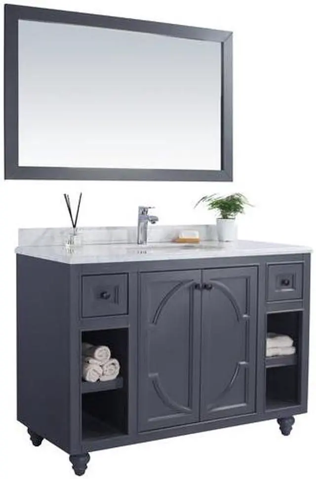 Alt view image 9 of 10 - Odyssey - 48 - Maple Grey Cabinet + White Carrara Marble Countertop