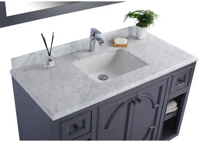 Alt view image 8 of 10 - Odyssey - 48 - Maple Grey Cabinet + White Carrara Marble Countertop