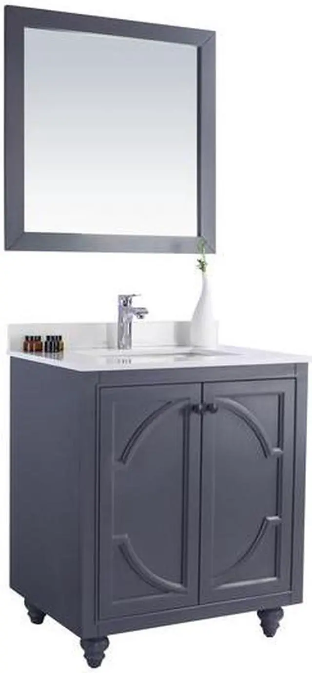 Alt view image 10 of 10 - Odyssey - 30 - Maple Grey Cabinet + White Quartz Countertop
