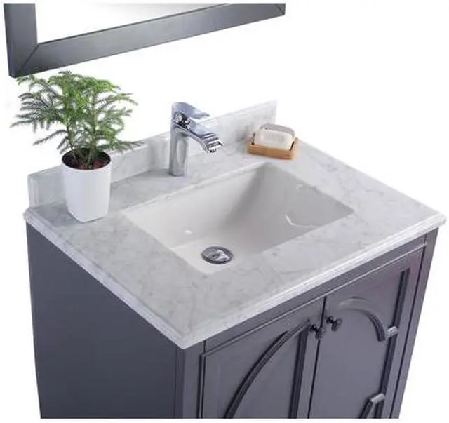 Alt view image 8 of 10 - Odyssey - 30 - Maple Grey Cabinet + White Carrara Marble Countertop