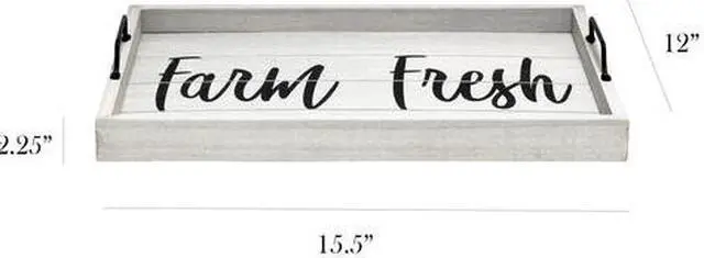 Alt view image 13 of 20 - Elegant Designs Decorative Wood Serving Tray w/ Handles, 15.50" x 12", "Farm Fresh" HG2000-GFF