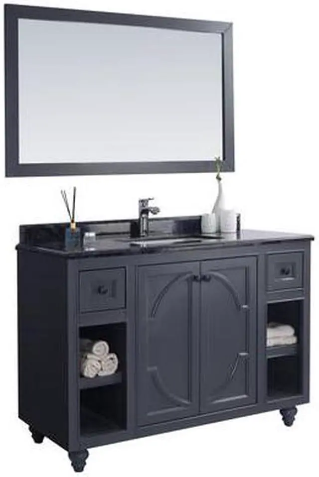 Alt view image 10 of 10 - Odyssey - 48 - Maple Grey Cabinet + Black Wood Marble Countertop