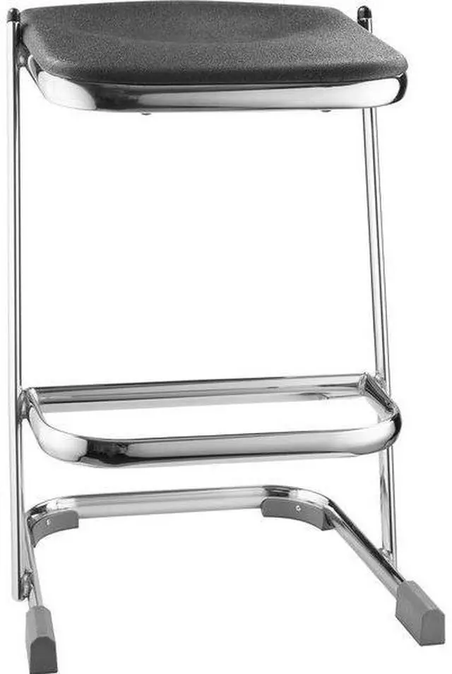 Alt view image 5 of 14 - NPS 6624 Series Elephant Z-Stool - Backless - Supports Up to 500 lb - 24" Seat Height - Black Seat, Chrome Frame