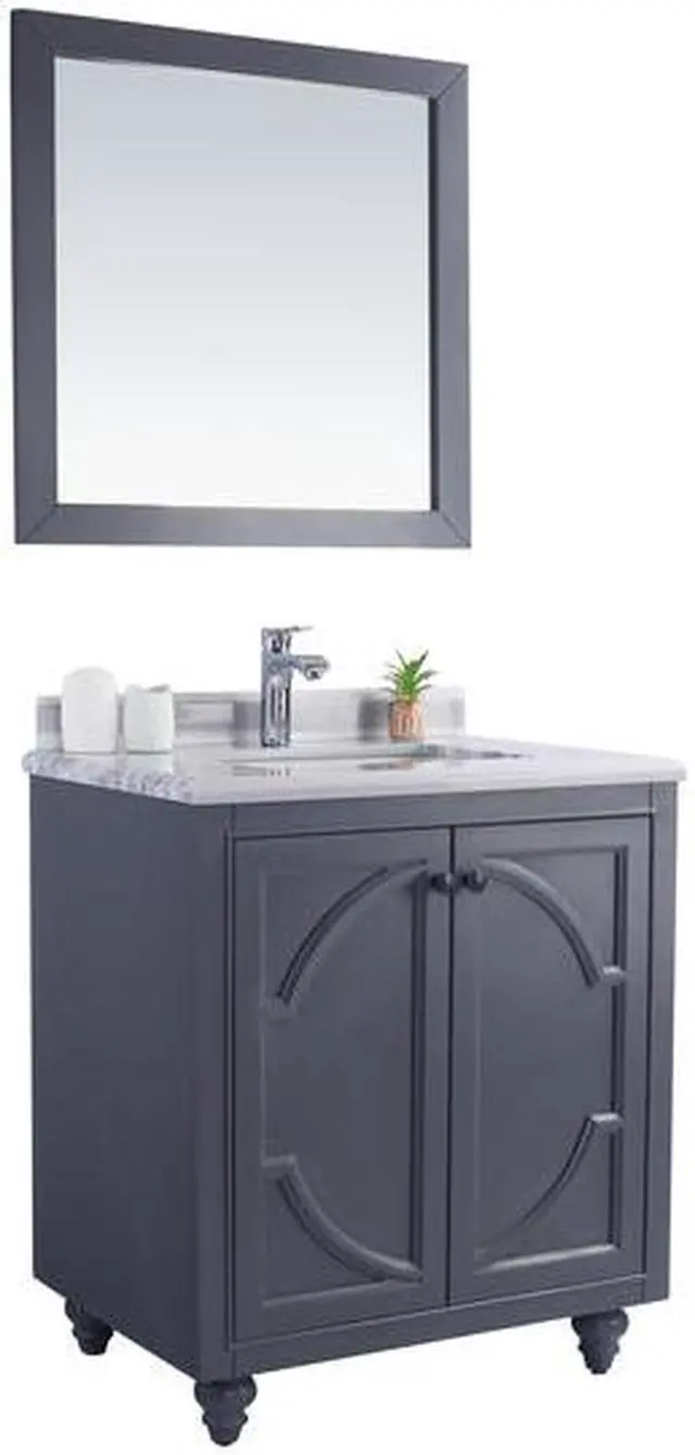 Alt view image 10 of 10 - Odyssey - 30 - Maple Grey Cabinet + White Stripes Marble Countertop