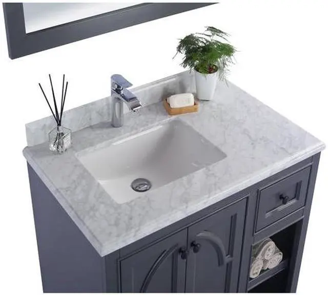 Alt view image 8 of 10 - Odyssey - 36 - Maple Grey Cabinet + White Carrara Marble Countertop