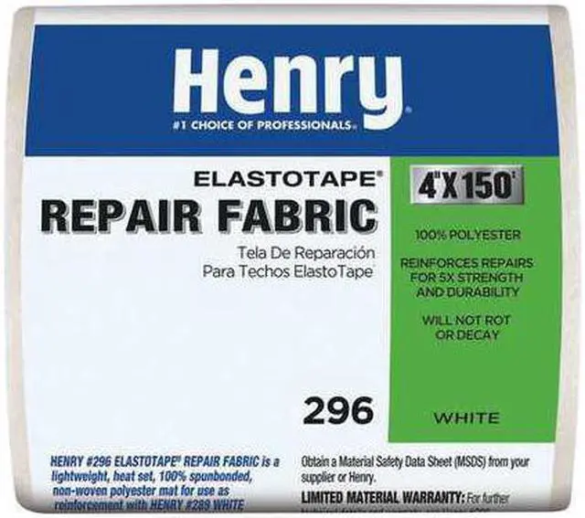 Main image of HENRY HE296195 Repair Fabric, 4 in x 150 ft, Roll, White