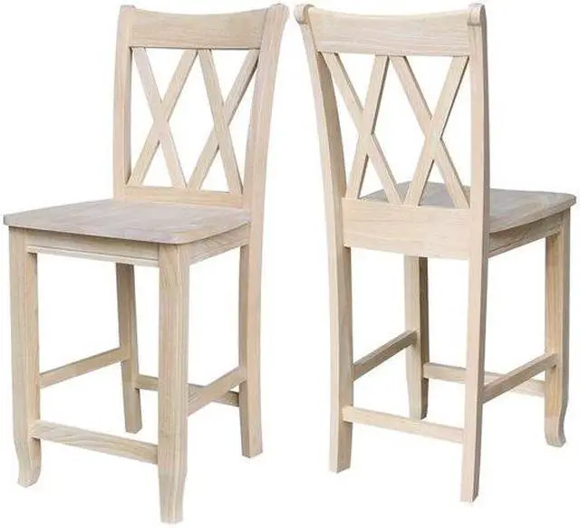 Alt view image 5 of 8 - International Concepts S-202 24 in. H Double X Back Stool