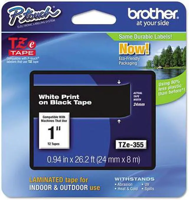 Alt view image 15 of 20 - Brother P-touch TZe 1" Laminated Tape Cartridge - 1" Width x 26 1/5 ft Length - Rectangle - Thermal Transfer - White, Bl