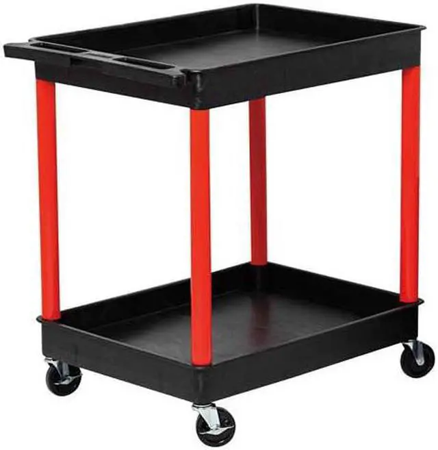 Alt view image 2 of 7 - ZORO SELECT STC11-G Utility Cart with Deep Lipped Plastic Shelves, 300 lb Load