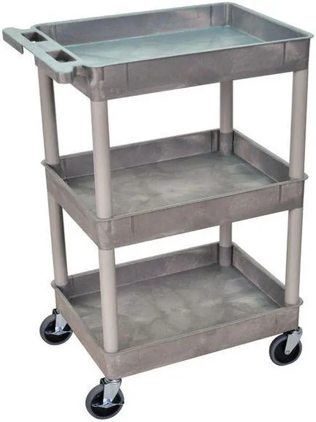 Alt view image 2 of 6 - ZORO SELECT STC111-G Utility Cart with Deep Lipped Plastic Shelves, 300 lb Load