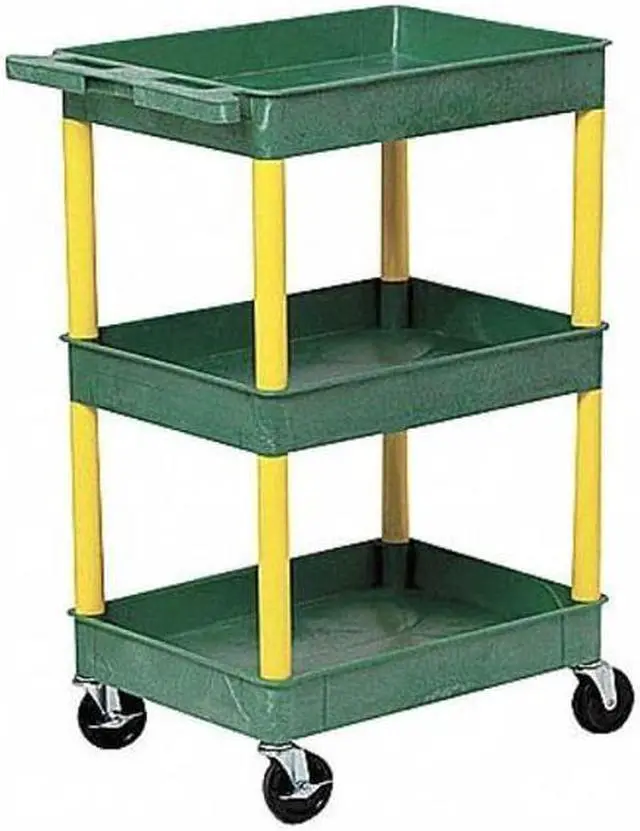 Alt view image 2 of 6 - ZORO SELECT BKSTC111BU Utility Cart with Deep Lipped Plastic Shelves, 300 lb