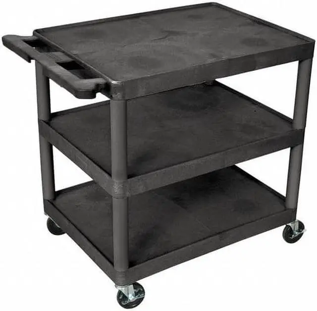 Alt view image 2 of 5 - ZORO SELECT STC222-B Utility Cart with Lipped Plastic Shelves, 300 lb Load